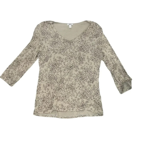 J. Jill Floral Green Blouse Size Small‎ - Picture 1 of 3